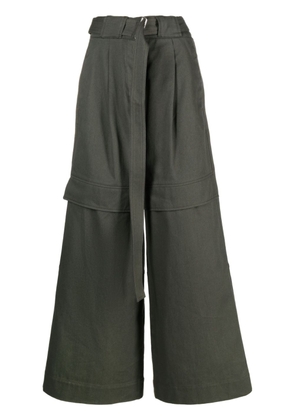 SA SU PHI layered-effect wide-leg trousers - Green