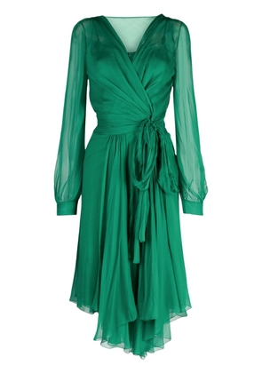 Alberta Ferretti asymmetric silk wrap dress - Green