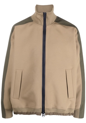 sacai high-neck zip-up jacket - Neutrals