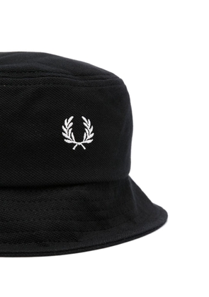 Fred Perry logo-embroidered cotton bucket hat - Black