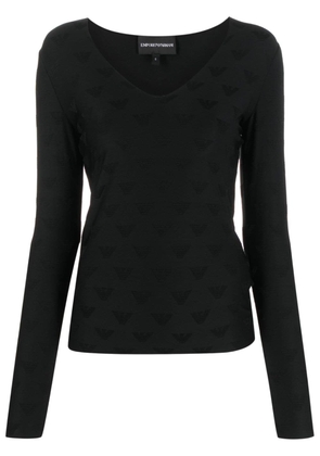Emporio Armani jacquard-logo V-neck T-shirt - Black