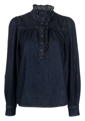 Ba&Sh ruffle-collar denim blouse - Blue