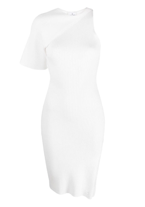 Courrèges single-sleeve ribbed dress - White