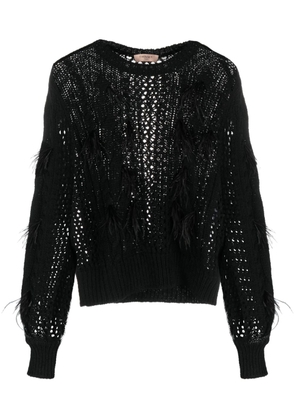 TWINSET feather-detail cable-knit jumper - Black