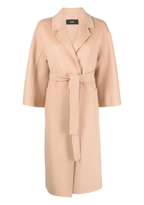 Arma wool tied-waist coat - Brown