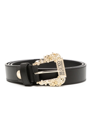 Versace Jeans Couture logo-engraved buckle leather belt - Black