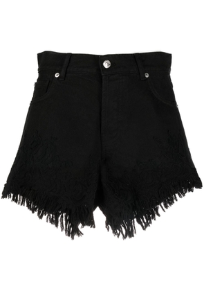 ERMANNO FIRENZE high-waisted raw-cut shorts - Black