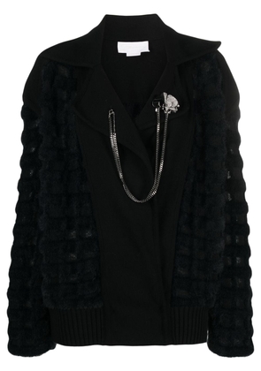 Genny brooch-detail wool jacket - Black