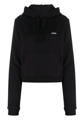 032c logo-embroidered organic cotton hoodie - Black
