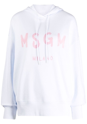 MSGM logo-print cotton jersey hoodie - White