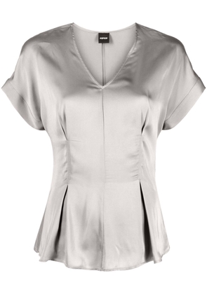 ASPESI satin-finish flared blouse - Grey