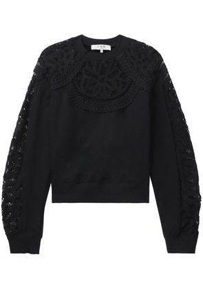 Sea lace-panelling cotton sweatshirt - Black