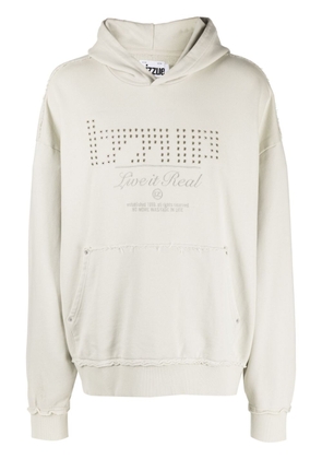 izzue logo-embroidered cotton hoodie - Grey