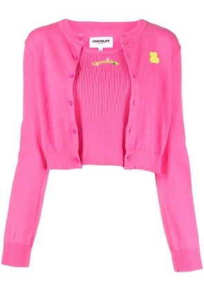CHOCOOLATE logo-patch knitted cardigan (set of two) - Pink