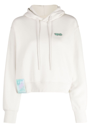 izzue logo-patch long-sleeve hoodie - White