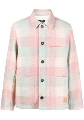 A.P.C. logo-patch checkered shirt jacket - Pink