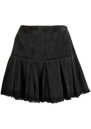 Sea pleat-detail denim mini skirt - Black