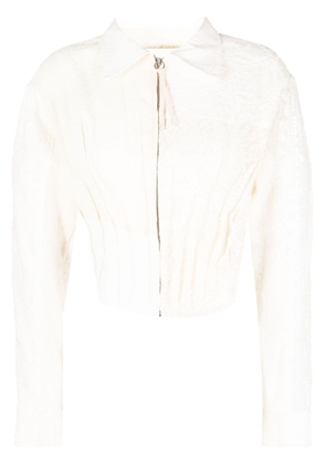 Andersson Bell corseted lace zip-up shirt - Neutrals