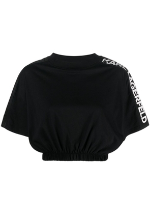 Karl Lagerfeld logo-print cropped T-shirt - Black