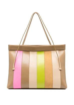 Wandler stripe-pattern leather tote bag - Neutrals
