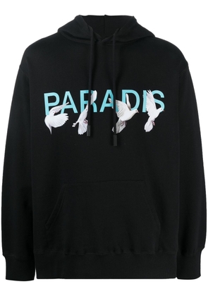 3PARADIS logo print cotton hoodie - Black