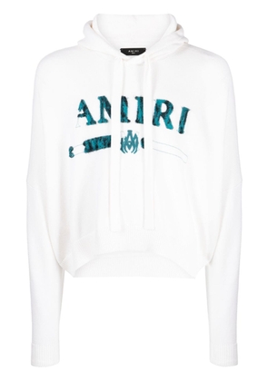 AMIRI logo-embroidered hooded jumper - White