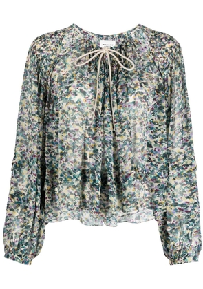 MARANT ÉTOILE floral-print layered blouse - Green