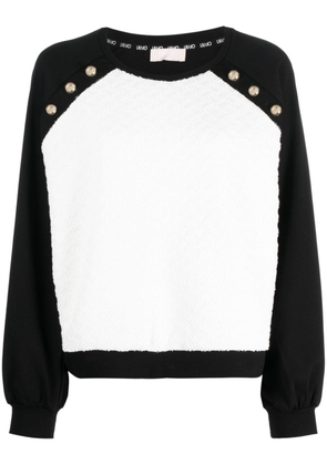 LIU JO knitted-panel button-details sweatshirt - Black