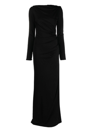Del Core gathered long-sleeve gown - Black