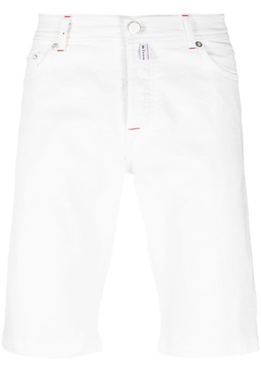 Kiton logo-patch denim shorts - White