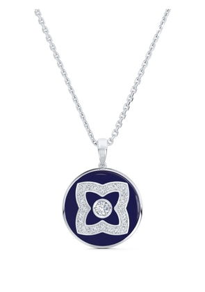 De Beers Jewellers 18kt white gold Enchanted Lotus diamond and enamel necklace - Blue
