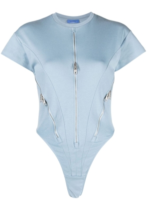 Mugler zip-embellished organic cotton bodysuit - Blue