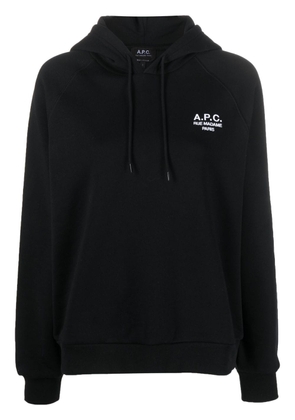 A.P.C. logo-embroidered cotton hoodie - Black