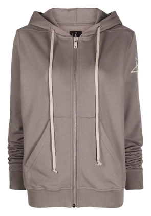 Rick Owens logo-embroidered cotton hooded jacket - Grey