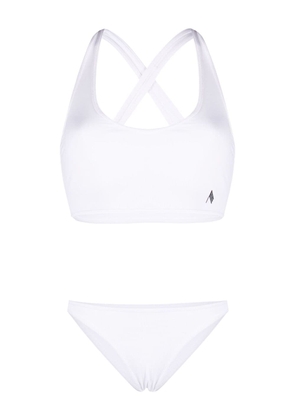 The Attico logo patch ribbed bikini - White