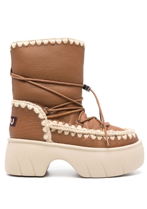 Mou Eskimo 23 crochet-trim leather snow boots - Brown