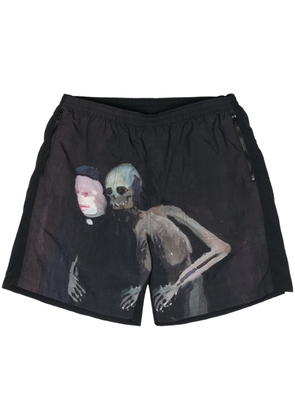 Undercover x Helen Verhoeven painterly-print shorts - Black