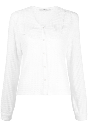 b+ab open-knit button-down cardigan - White