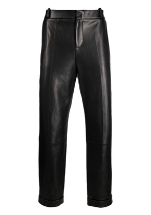 Balmain straight-leg leather trousers - Black