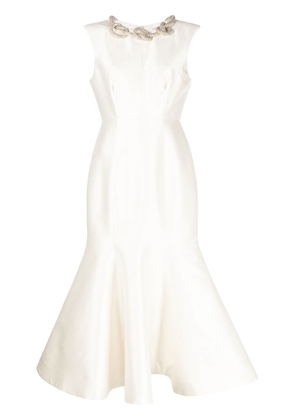 Rachel Gilbert crystal-embellished flared midi dress - White