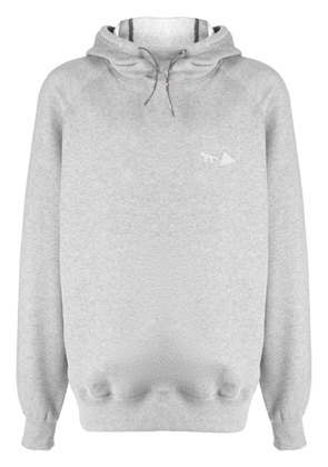 Maison Kitsuné x And Wander rear graphic-print hoodie - Grey