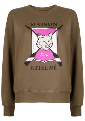 Maison Kitsuné fox-print cotton sweatshirt - Green