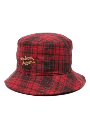 Maison Kitsuné logo-embroidered checked bucket hat