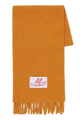 Marni logo-appliqué alpaca-blend scarf - Orange