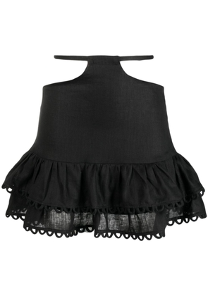 PNK cut-out linen layered miniskirt - Black