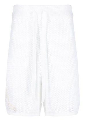 AMIRI loose-knit embroidered cotton shorts - White