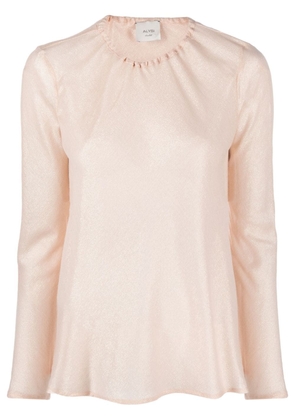 Alysi lurex-detail long-sleeve blouse - Pink