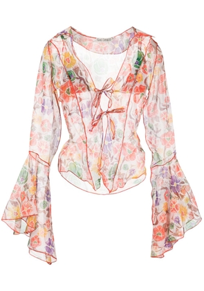 SIEDRES Zee long-sleeved tied blouse - Multicolour