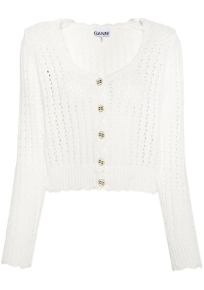 GANNI buttoned open-knit cardigan - White