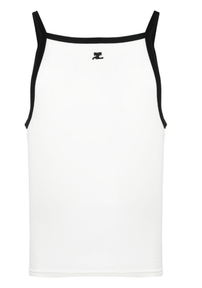 Courrèges logo-patch cotton tank top - White
